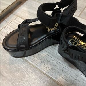 Versace Jeans Collection Black Platform Sandals